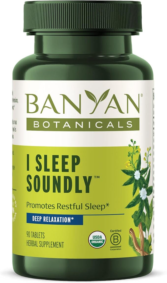 Banyan Botanicals I Sleep Soundly – Organic Herbal Sleep Supplement with Ashwagandha, Eclipta, and Chamomile – 90 Tablets – Non-GMO Sustainably Sourced Vegan