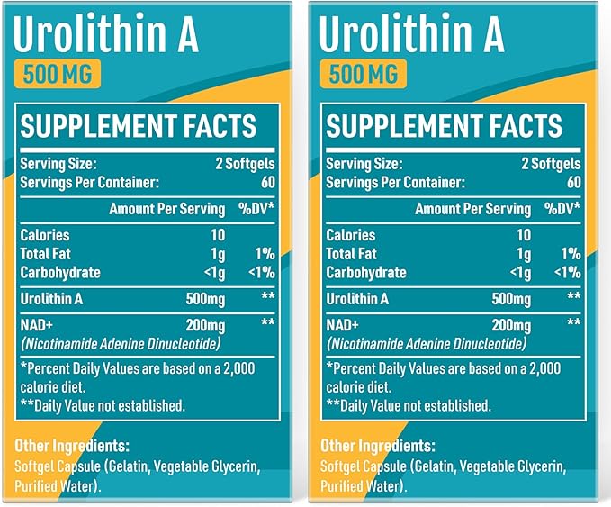 Urolithin A 500mg,NAD+ 200mg,High Absorption,2 Pack