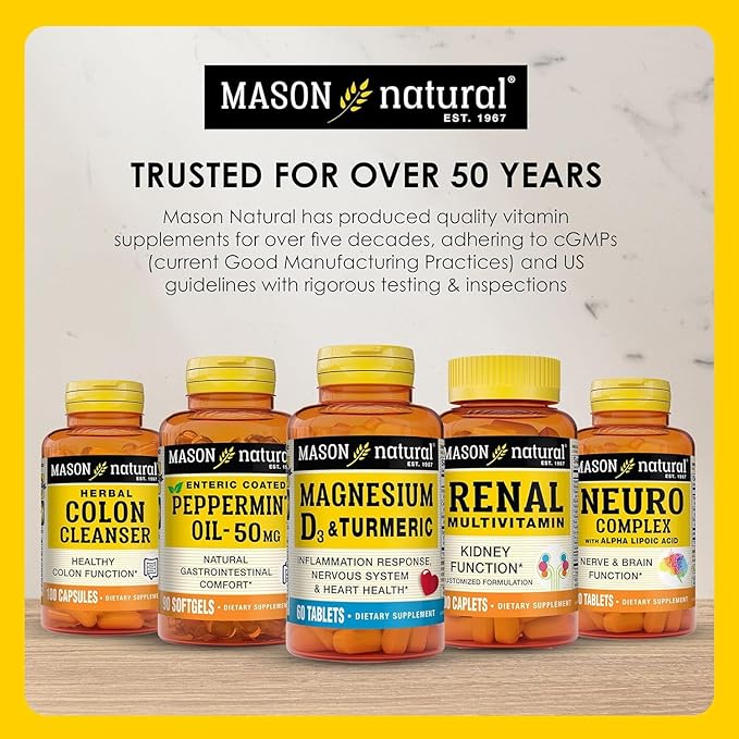 MASON NATURAL Glucosamine Chondroitin 1500/1200 3 Per Day with Vitamin C - Supports Joint Health, Improved Flexibility and Mobility*, 60 Capsules