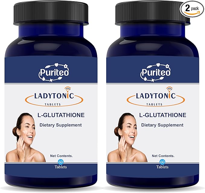 LADYTONIC Tablet L-GLUTOTHIONE 500MG Vitamin C Grape Seed Extract | Vitamin E Tablets - (Pack of 2, 60 Tablets Each)