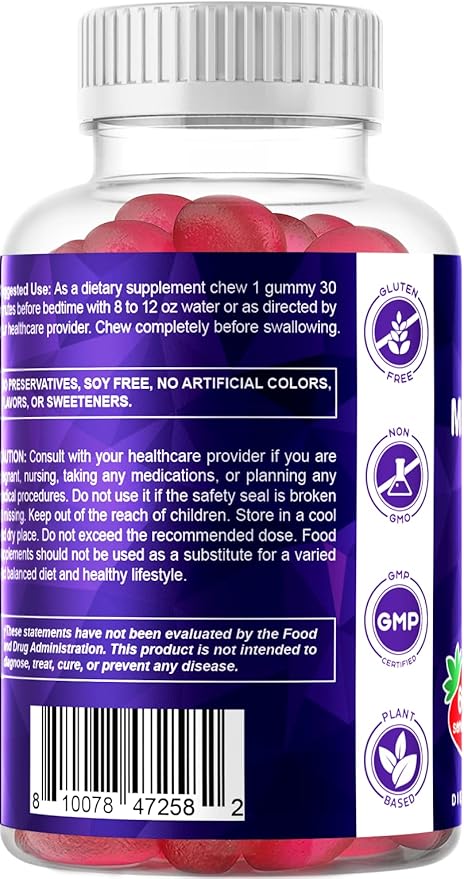Vitamatic Sugar Free Melatonin 30mg per Gummy - 60 Servings - 60 Vegetarian Gummies - Non-Habit Forming Supplement (60 Count (Pack of 1))