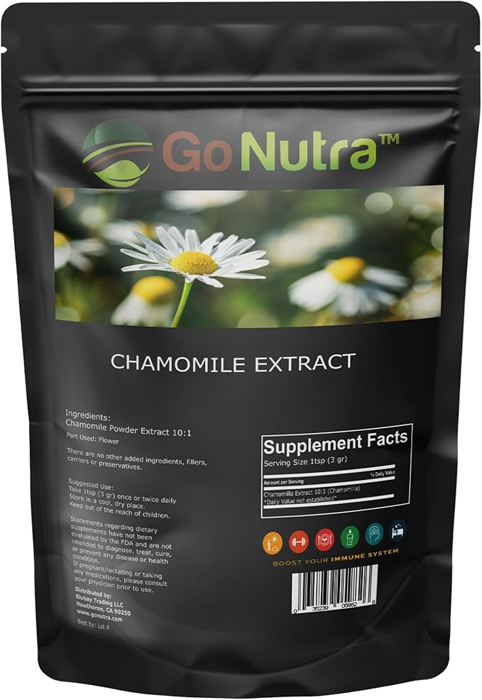 Go Nutra Chamomile Extract Powder 10:1 Strength Apigenin Supplement 8 oz. Herbal Extract