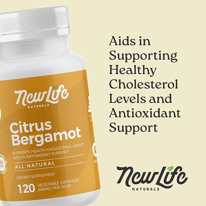 NewLife Naturals Citrus Bergamot Supplements 500 MG for Cholesterol Support- Cholesterol Supplement - 120 Veggie Capsules
