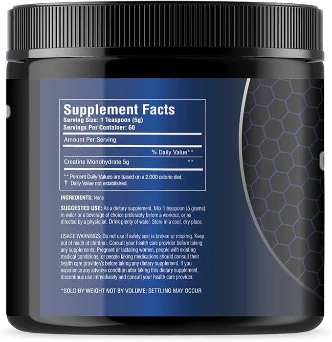 STS Creatine 300 Grams - 100% Pure Raw Creatine Monohydrate Powder, Pre-Workout, Post-Workout, Build Muscle and Stamina - 60 Servings - with Scoop