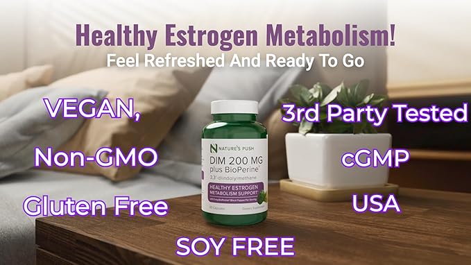 DIM 200mg Estrogen Balance for Women & Men Diindolylmethane Black Pepper for Non-cystic Acne, Hormone Balance, Menopause & Antioxidant Support Vegan Gluten Soy Free Non-GMO USA 2 month supply 60 caps