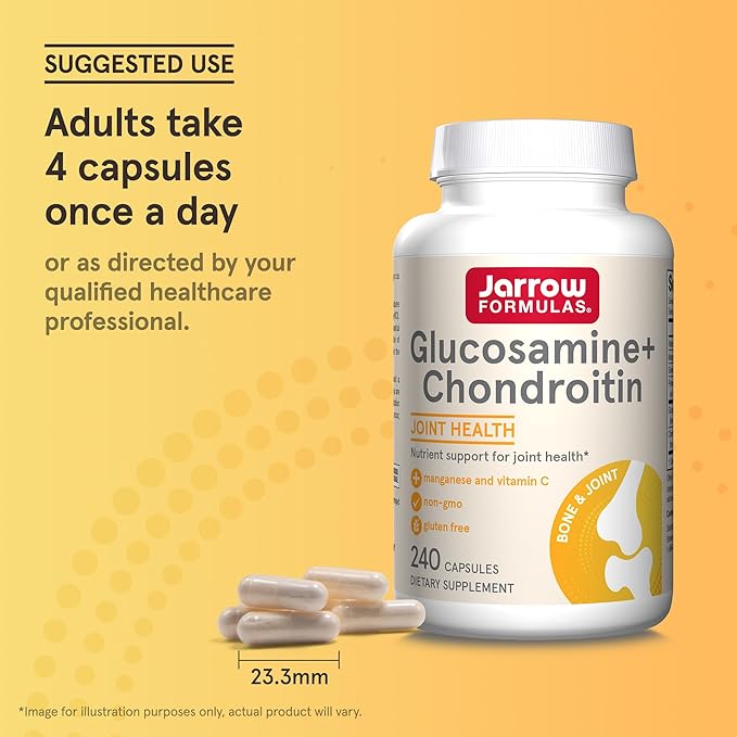 Jarrow Formulas Glucosamine + Chondroitin - 240 Capsules - Nutrient Support of Joint Health - With Vitamin C & Manganese - 60 Servings