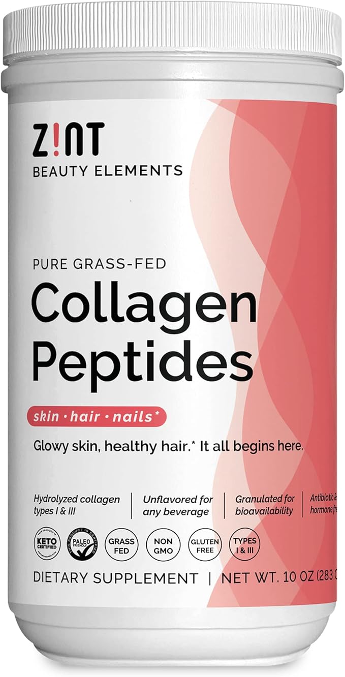 Zint Collagen Peptides Powder (10 Ounce): Hydrolyzed Collagen Protein Hydrolysate Beauty Supplement - Keto Friendly, Paleo Friendly