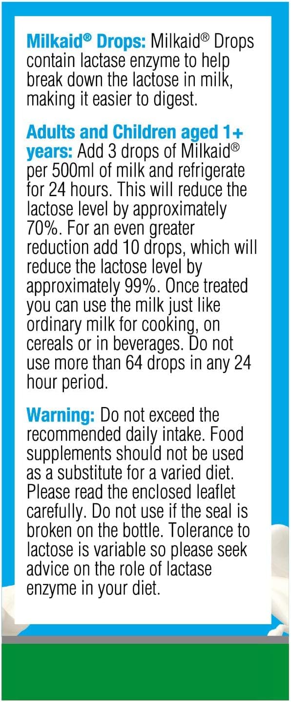 Milkaid Lactase Enzyme Drops for Lactose Intolerance | Prevents Gas, Bloating & Diarrhea | Fast Acting Dairy Digestive Supplement | Gluten Free & Vegetarian | No Artificial Flavor | 0.5 Fl Oz (1)