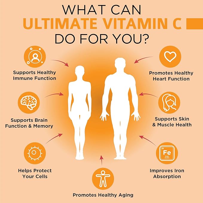 Ultimate Vitamin C Supplement 2000mg with Zinc, Elderberry Extract, D3 - High Potency Vitamin C for Immune Support, Antioxidant, and Collagen Booster. Non-GMO, Gluten Free - 120 Vegan Tablets