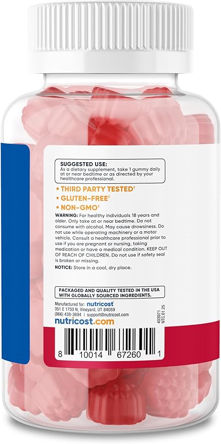 Nutricost Melatonin 5mg, 180 Gummies, Strawberry Flavored - Gluten Free, Non-GMO, No Corn Syrup