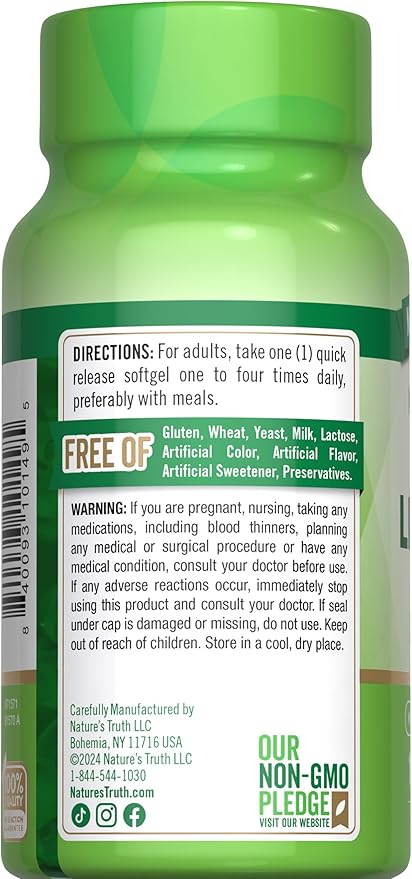 Nature's Truth Norwegian Cod Liver Oil | 100 Softgels | with EPA & DHA | Non-GMO, Gluten Free Supplement