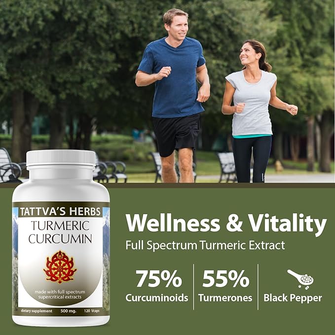 Tattva's Herbs Turmeric Curcumin with Black Pepper Supplement, Turmeric Capsules, Antioxidant Support, 2 Pack, 240 Count from