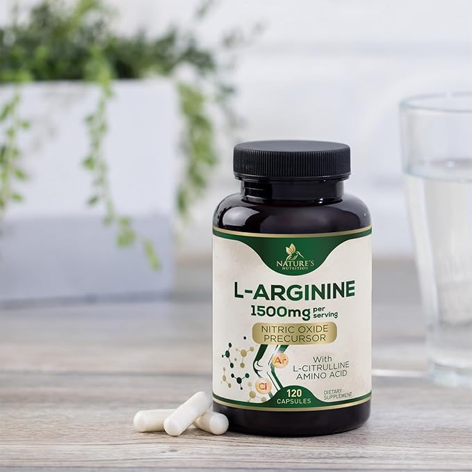 L-Arginine Supplement 1000mg - Heart Health Support - Premium Muscle Supporting Nitric Oxide Precursor Booster for Extra Strength - Gluten Free, Amino Acid Energy Blend For Men - 120 Capsules
