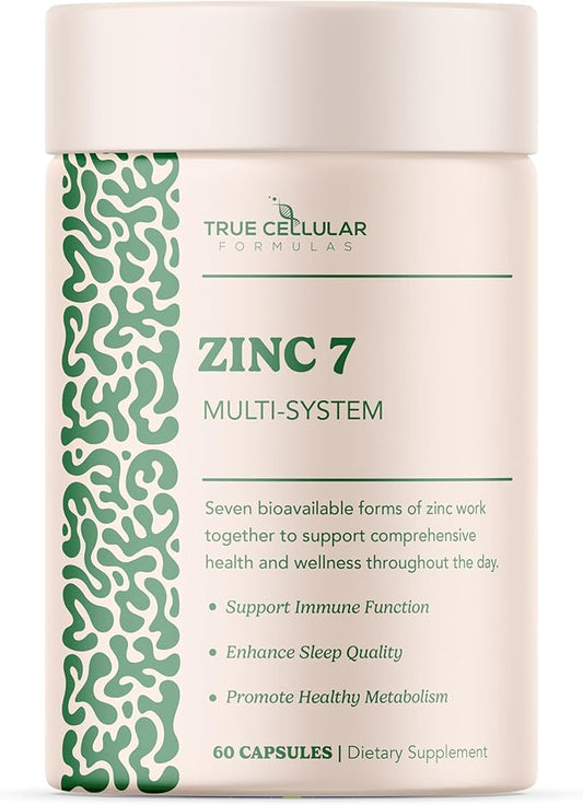 Zinc7 Daily Immune Support (50mg): Triple Action Zinc Complex for Deep Sleep, Mental Clarity & Strong Immunity | Natural Energy, Hormone & Metabolism Support | 60 Vegan Capsules