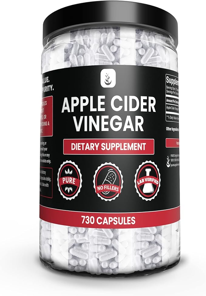 PURE ORIGINAL INGREDIENTS Psyllium Husk, Ceylon Cinnamon, & Apple Cider Vinegar Bundle, 730 Capsules Each, Lab Verified