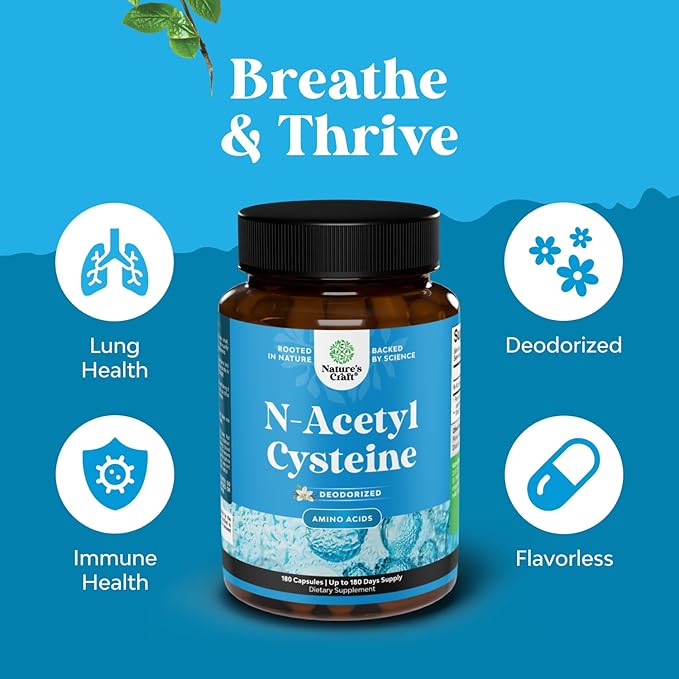 NAC Supplement N-Acetyl Cysteine 600mg - Potent Vegan High Absorption NAC 600mg Capsules Glutathione Precursor for Liver Cleanse Detox & Repair plus Lung Health and Immunity Support (180ct)