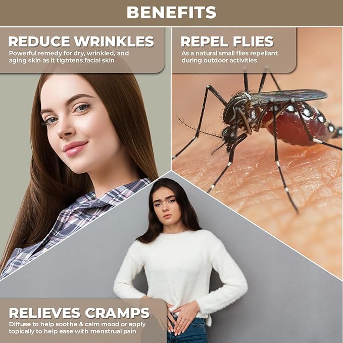 USDA Organic Pure Geranium Essential Oil for Diffuser | Vegan Skincare Essential Oils - Ideal for Skin Care, Aromatherapy, Essential Oil Blends and Home Scent Diffusers