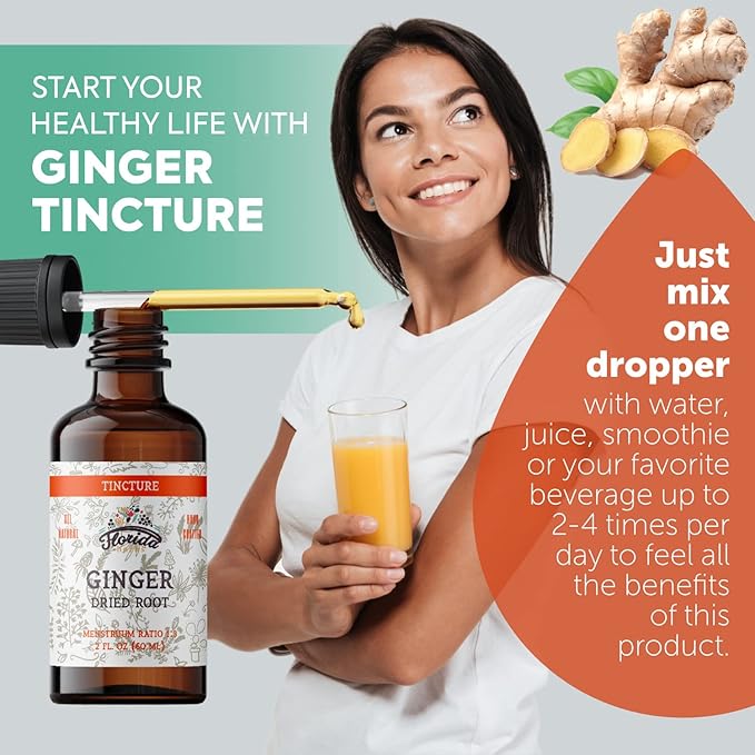 Ginger Tincture, Organic Ginger Extract (Zingiber officinale) Dried Root, Ginger Supplement, Ginger USA