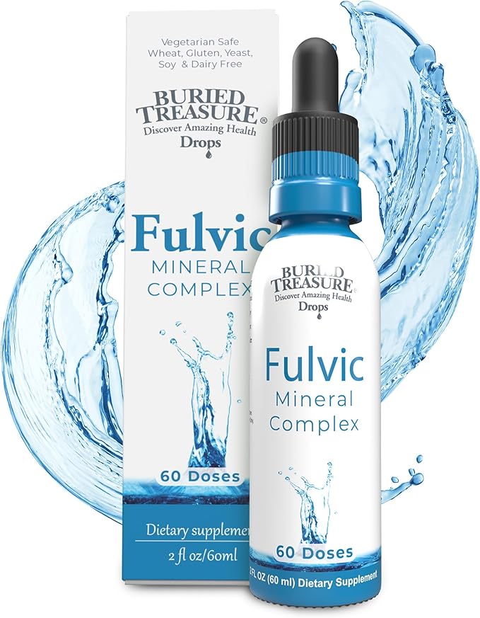 Buried Treasure Fulvic Mineral Drops - Concentrated Fulvic Acid Delivering Trace Mineral Drops as a Colloidal Minerals Liquid Supplement - Supporting Energy with Trace Minerals Electrolytes - 2 fl oz