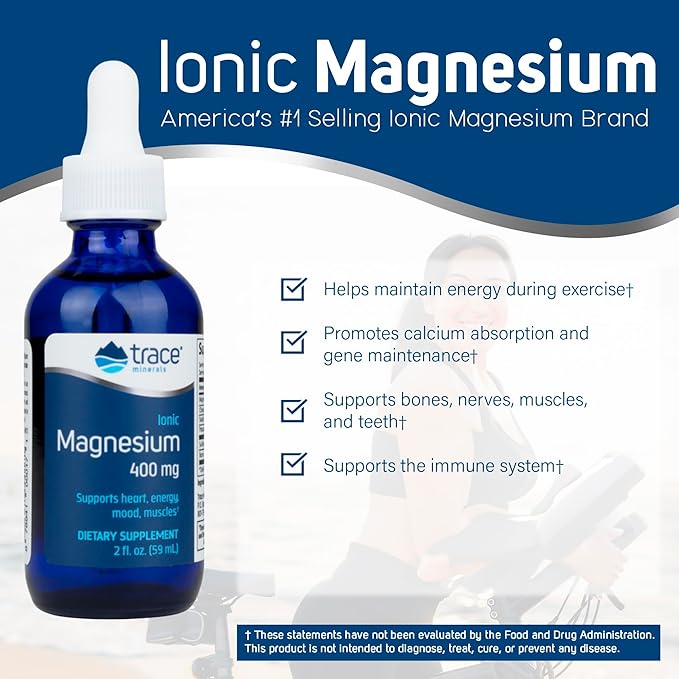 Trace Minerals | Liquid Ionic Magnesium 400 mg | 2 fl oz - Pack of 1 (32 Servings)