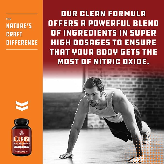 Natures Craft Energizing Nitric Oxide Supplement for Men - Nitric Oxide Pills for Men with L-Arginine L-Citrulline Amino Acids for Intense Muscle Growth, Intense Energy, and Smooth Recovery