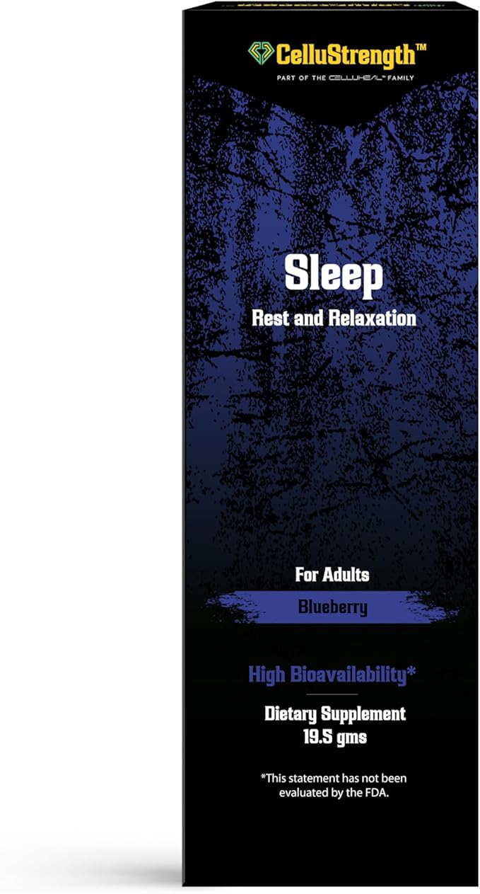 CelluStrength Sleep Spray - Blueberry Flavor, 30 Servings | Natural Support for Rest & Relaxation with GABA, Melatonin | High Bioavailability