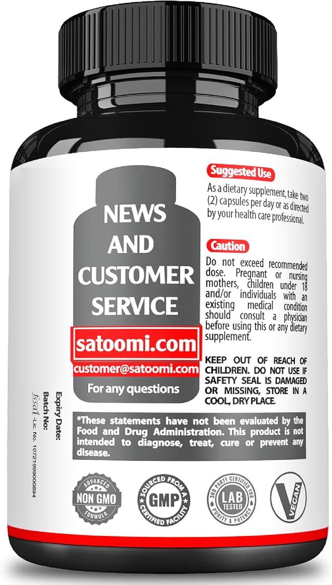 Satoomi 7in1 Cortisol Supplement - Magnesium Glycinate with Ashwagandha, Magnesium Glycinate and Citrate - Mood & Rest Well & Resilience - 90 Capsules for 45 Days