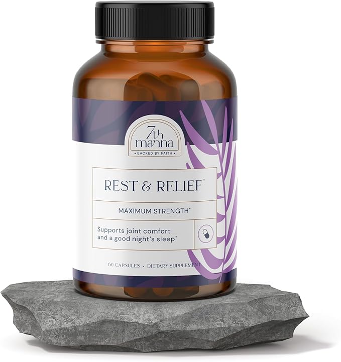 Rest & Relief Joint Support Supplement for Women & Men with Ashwagandha, GABA, L-Theanine & Melatonin – Supports Joint Comfort & Restful Sleep – 60 Capsules