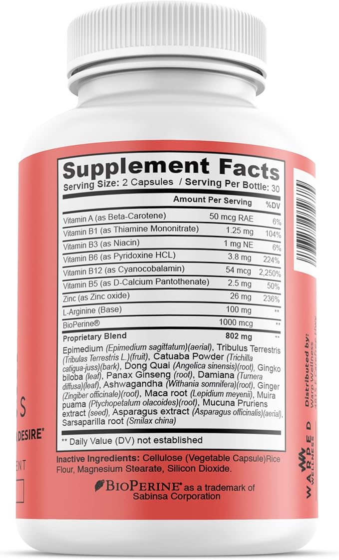 Womens Supplement That Boosts Libido | Enhance Intimacy, Passion and Desire | Miura Puama for Female Specific Arousal | Love Goddess | Vitamin | Warped Wellness