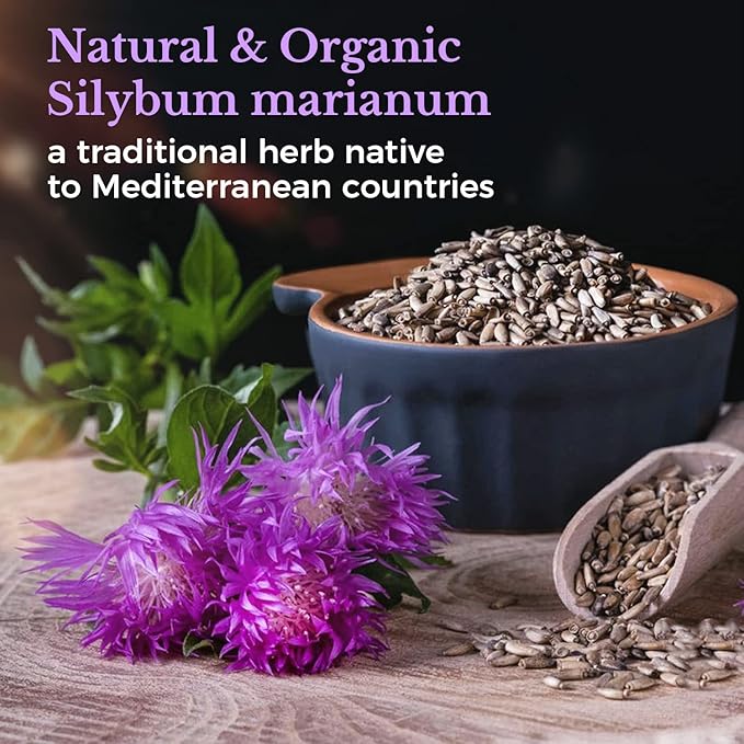 Vitalitown Organic Milk Thistle Antioxidant Support, Detox & Cleansing, 120 Vegan Caps