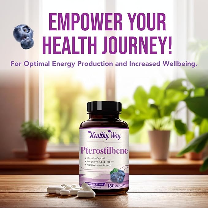 150mg Pterostilbene Supplement - Once Daily Antioxidant Supplement for Healthy Aging Immune Heart Skin and Brain Support - Naturally Derived Non-GMO & Made in The USA (180 Servings)