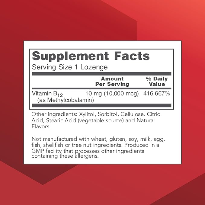 Protocol Methyl B12 10,000mcg - Vitamin B12 - Energy Support and Brain Supplement - 60 Lozenges