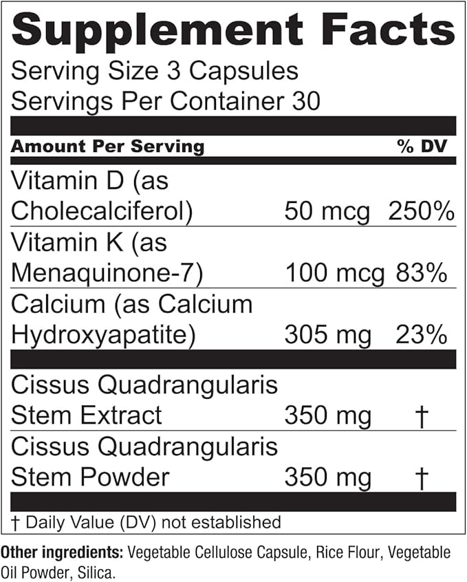 Essential Elements Bone Boost Bone Health Supplement - Bone Support and Calcium Supplement with Vitamin D 3, K2, Cissus Quadrangularis for Bone Strength - 270 Capsules (90 Day Supply) (3-Pack)