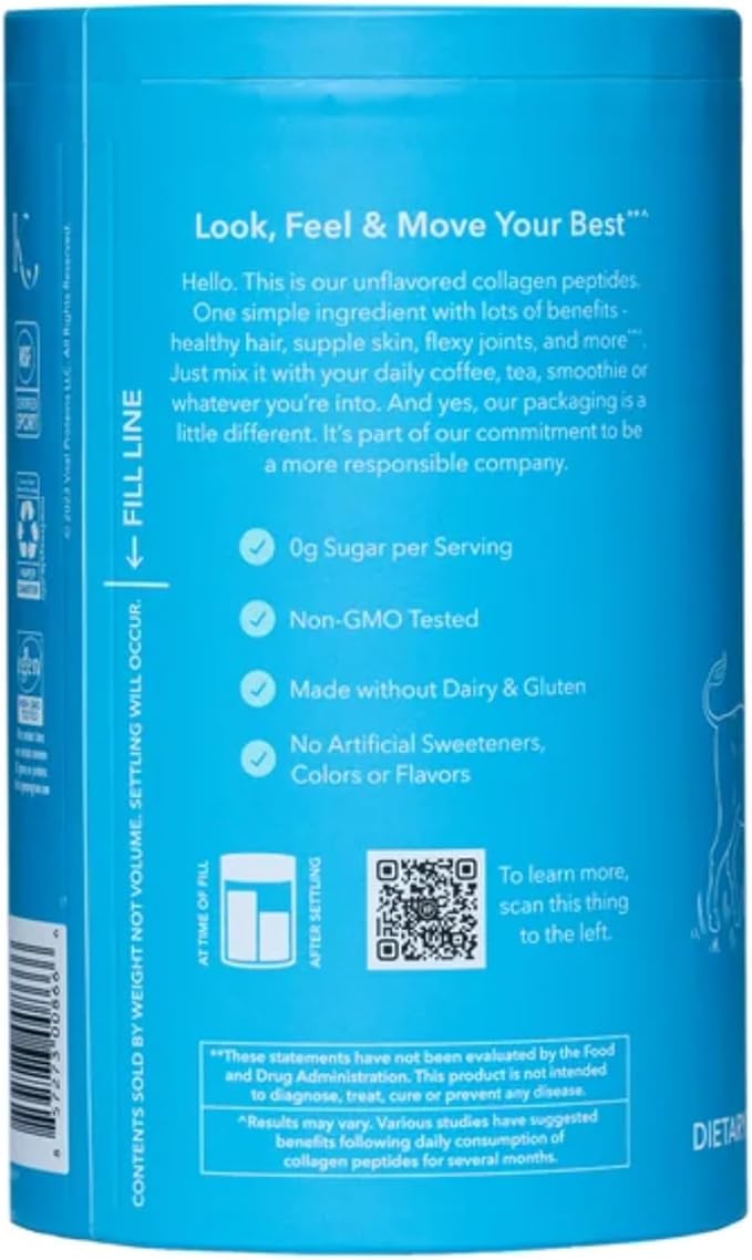 Vital Proteins Natural Whole Nutrition Collagen Peptides - Pasture Raised, Grass Fed, Paleo Friendly, Gluten Free, Single Ingredient - 24 Ounce
