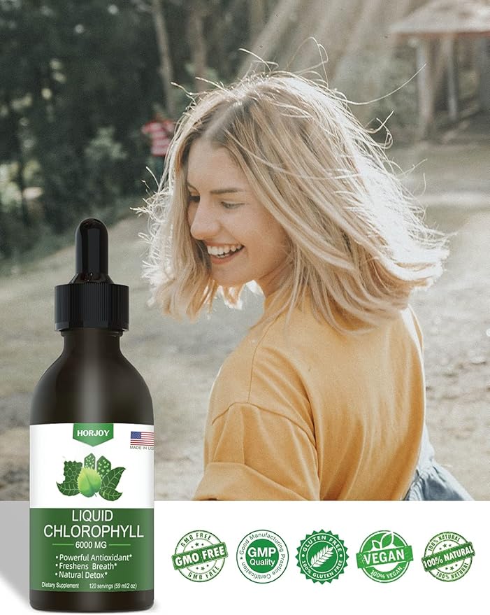 Chlorophyll Liquid Drops - 100% Natural Energy Booster and Immune Support - Internal Deodorant and Detox - Altitude Sickness Relief - Fast Absorption, Vegan & Non-GMO - 120 Servings (Pack of 1)