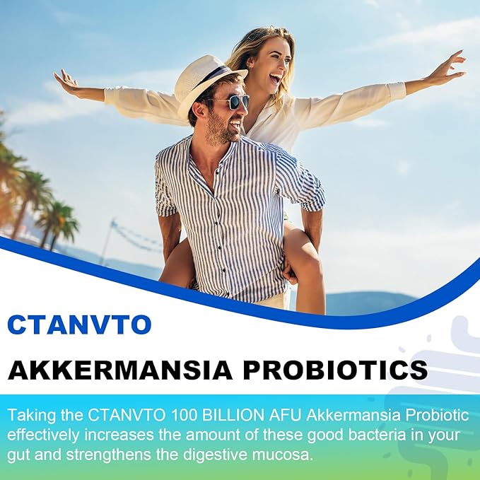 Akkermansia Probiotic with Prebiotic Fiber 100 Billion Live Strain Increase GLP-1 Production, Green Tea Extract, Vitamin B2, Vitamin D, Chromium for Gut Health for Men & Women (90 Capsules, 1-Pack)