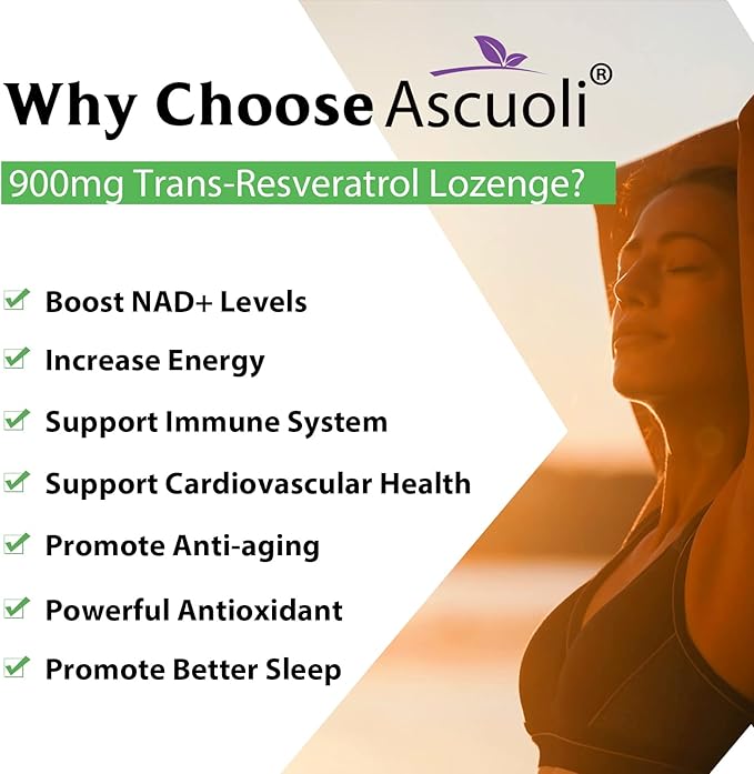Sublingual Trans-Resveratrol Purity 99%, 3-in-1 Advanced Formula Resveratrol Supplement for Boost NAD+, Immune & Energy Support, Anti-Aging, Skin Health & Antioxidant, 240 Lozenge (240-Day Supply)