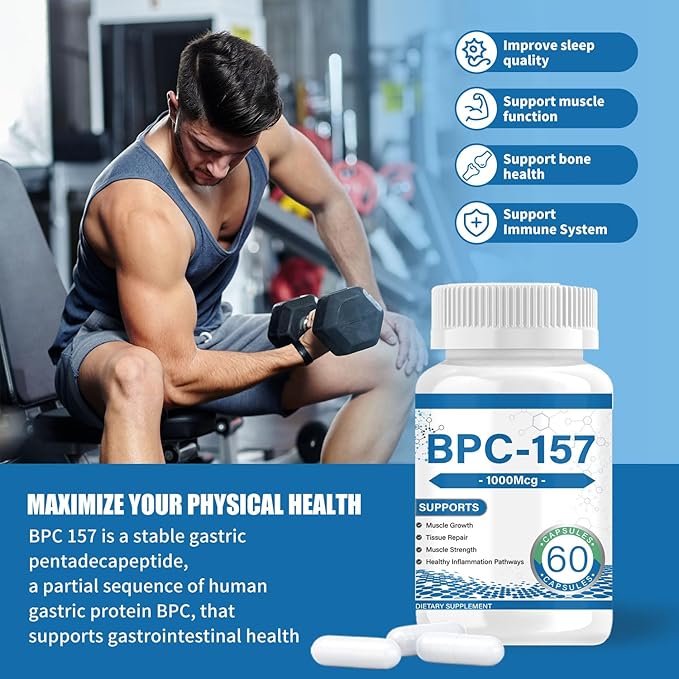 ๐๐๐ 157 Peptide Capsules 1000Mcg, Supports Muscle Growth, Tissue Repair, Strength, 60 Count