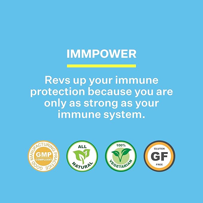 ImmPower, AHCC Mushroom Extract Immune System Support - Immune Support Supplement for Adults - Supports Cytokine Function - 30 Vegetarian Capsules, 500mg/capsule
