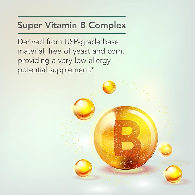 Nutricology Super Vitamin B Complex - Vitamin B for Men & Women, Vitamin B Supplement, Vitamin B12, Vitamin B6, Vegetarian Capsules, Corn-Free, Yeast-Free - 120 Count