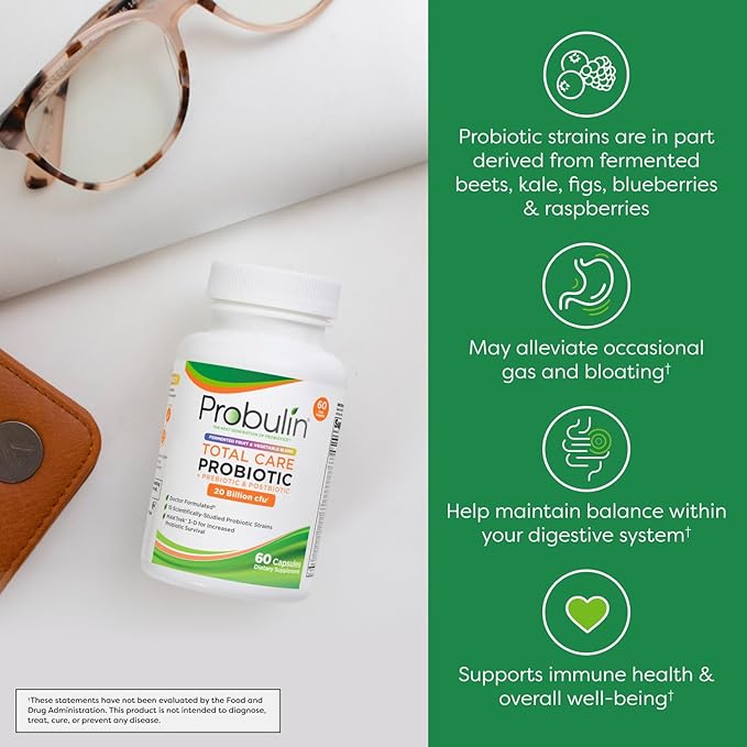 Probulin Total Care Pre + Pro + Postbiotic, 20 Billion CFU, 60 Vegan Capsules (Pack of 3)