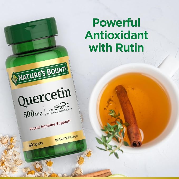 Nature's Bounty Quercetin, Immune Support, 500mg, with Vitamin C, Rose HIPS, & Rutin, 60 Count