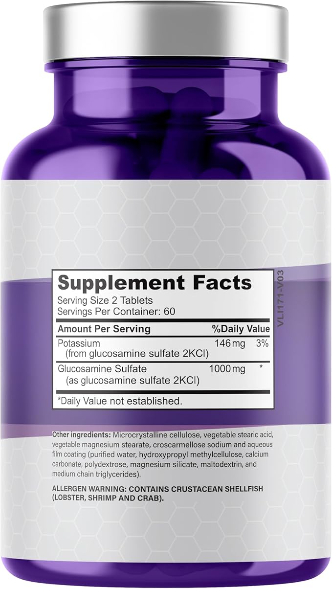 Glucosamine Sulfate with Potassium | Strong Joint Support Supplement | Supports Cartilage and Connective Tissues | Aids Knee and Bone Structure | 120 Tablets