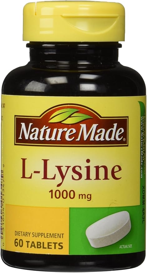 Nature Made L-Lysine 1000 mg, Dietary Supplement, 60 Tablets, 60 Day Supply
