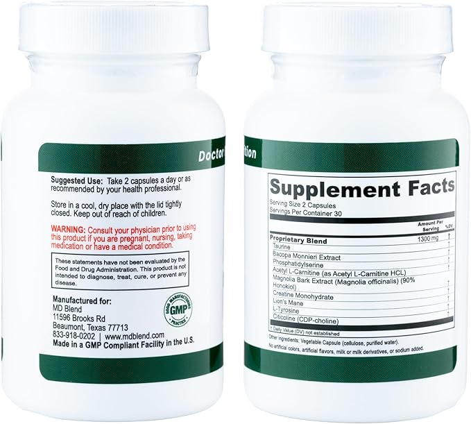 Memory - Natural Blend - Expert Formulated Supplement for Cognitive Wellness, Memory, & Neural Function - Premium L-Tyrosine, Phosphatidylserine, Bacopa Monnieri - 30 Capsules 3 Pack