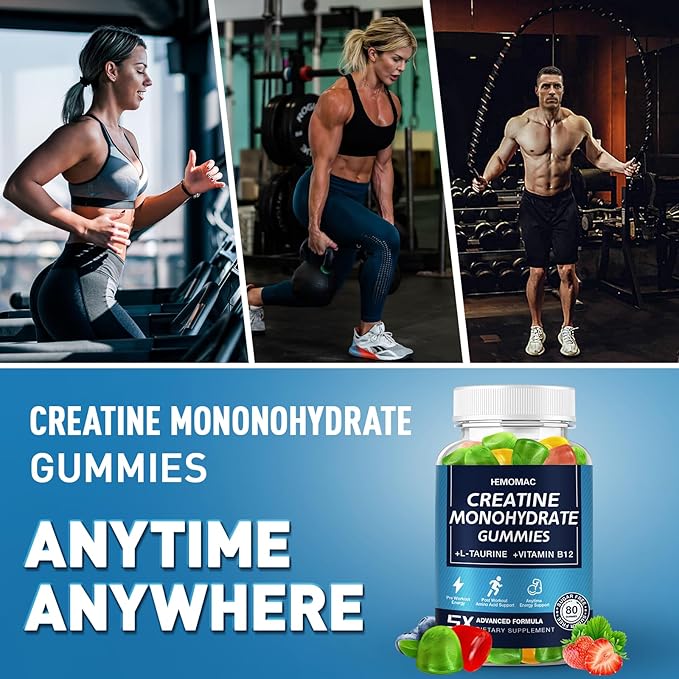 Creatine Monohydrate Gummies for Men and Women 80 Count (Pack of 1)