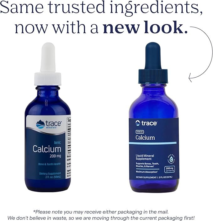 Trace Minerals Ionic Calcium - Supplement to Support Bone Health & Strength - Calcium Supplement to Aid Dental & Nerve Health - Support Mineral Absorption & Bone Density - 2 fl oz (About 48 Servings)