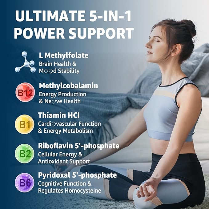L-MethylFolate 15mg & Methyl B12 Gummies, Methylated B1, B2, B6 Multivitamins - Active 5-MTHF & High Absorption - Supports MTHFR Gene, Cognition, Homocysteine Levels, Folate Metabolism, Vegan, 60 Cts