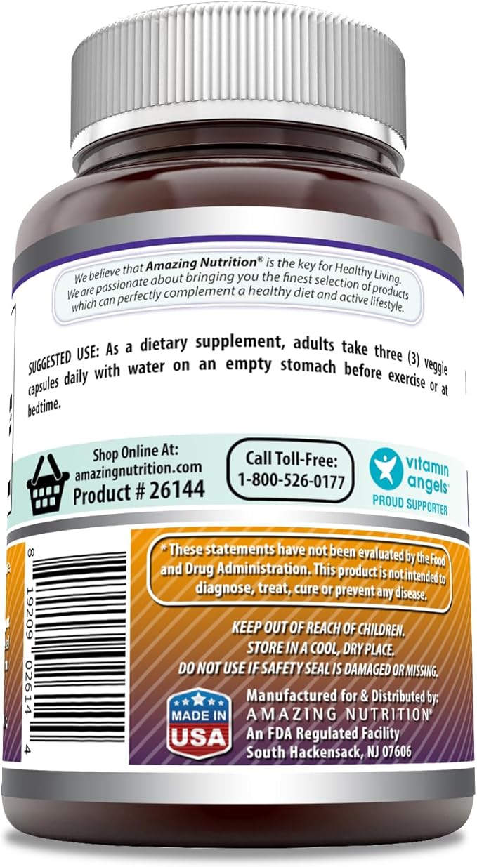 Amazing Formulas L-Ornithine 1500 Mg Per Serving Veggie Capsules Supplement | Non-GMO | Gluten Free | Made in USA (120 Count)