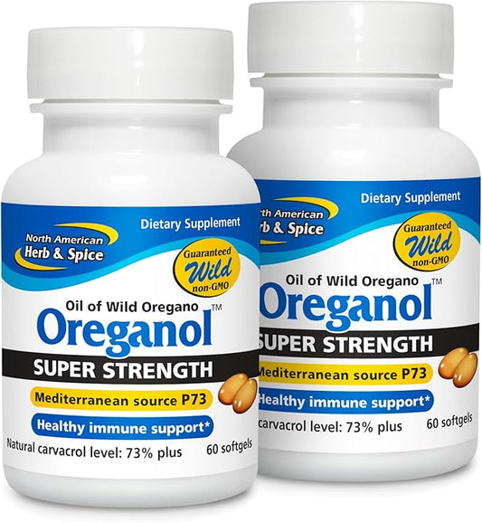 North American Herb & Spice Super Strength Oreganol P73 - Pack of 2, 60 Softgels - Immune System Support - Vegan Friendly Wild Oregano - Non-GMO - 120 Total Servings